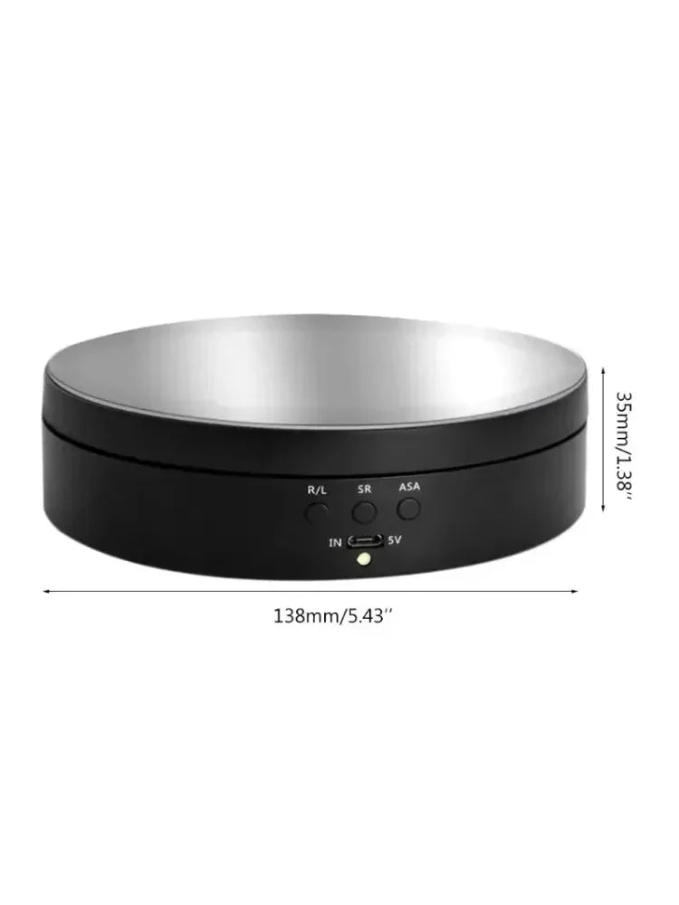 DRW'S14:200004889Electric 360 Degree Rotating Display Stand 3Speed Mirror Turntable Jewelry Stand Battery/USB Power Supply,Photography Shooting