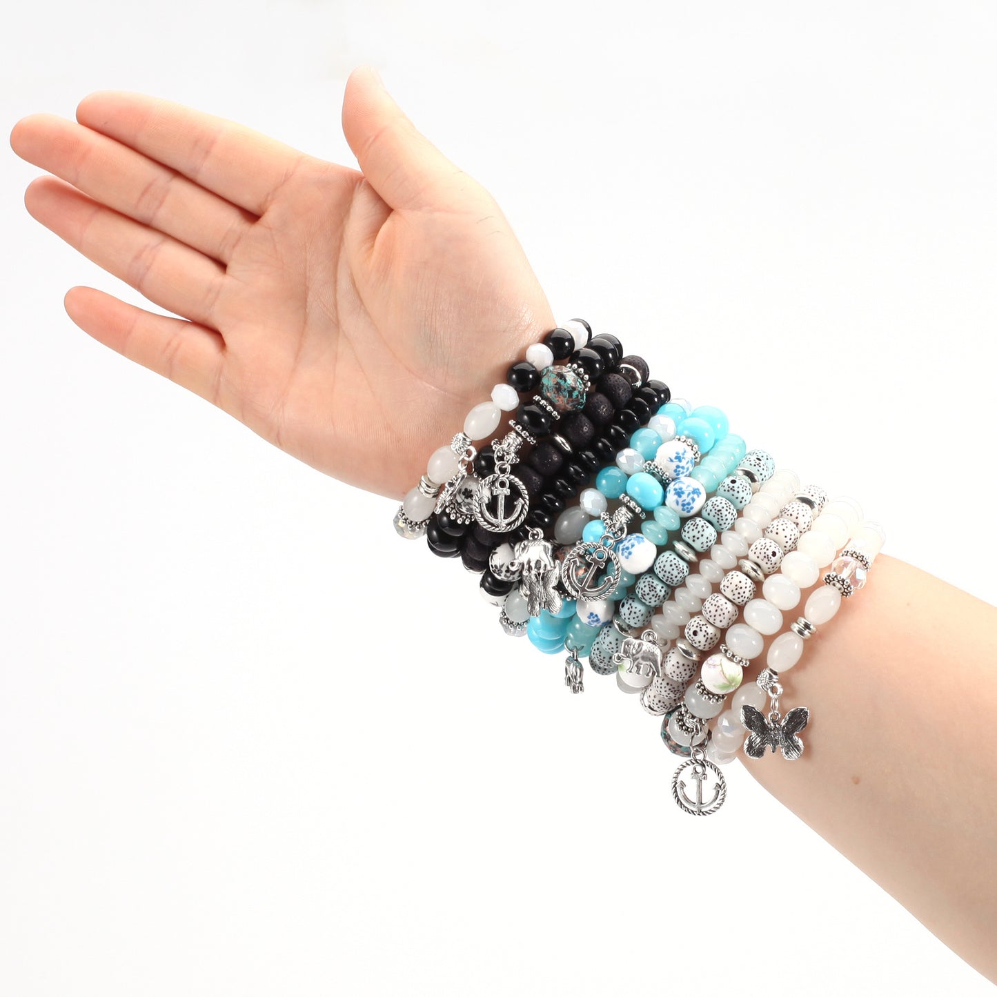 Bohemian Bracelets Set for Women Stackable Stretch Multilayer Beads Bracelet