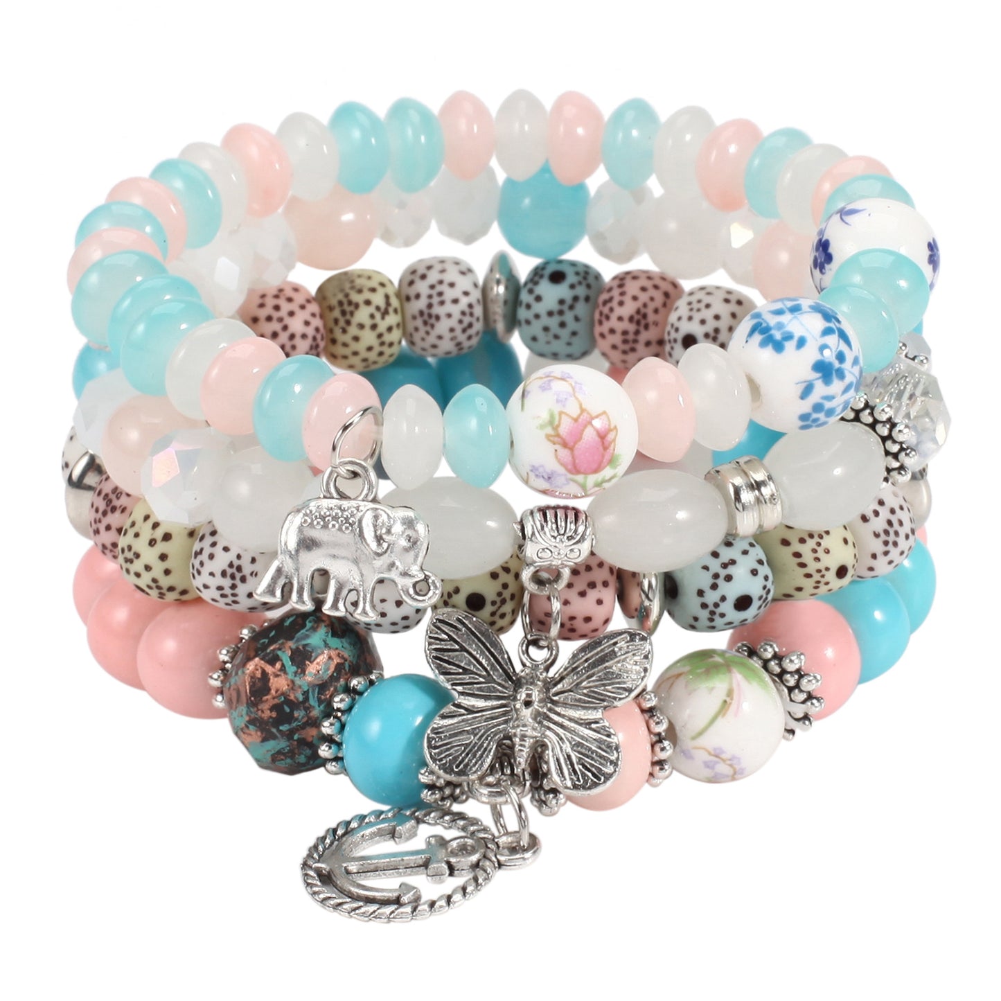 Bohemian Bracelets Set for Women Stackable Stretch Multilayer Beads Bracelet