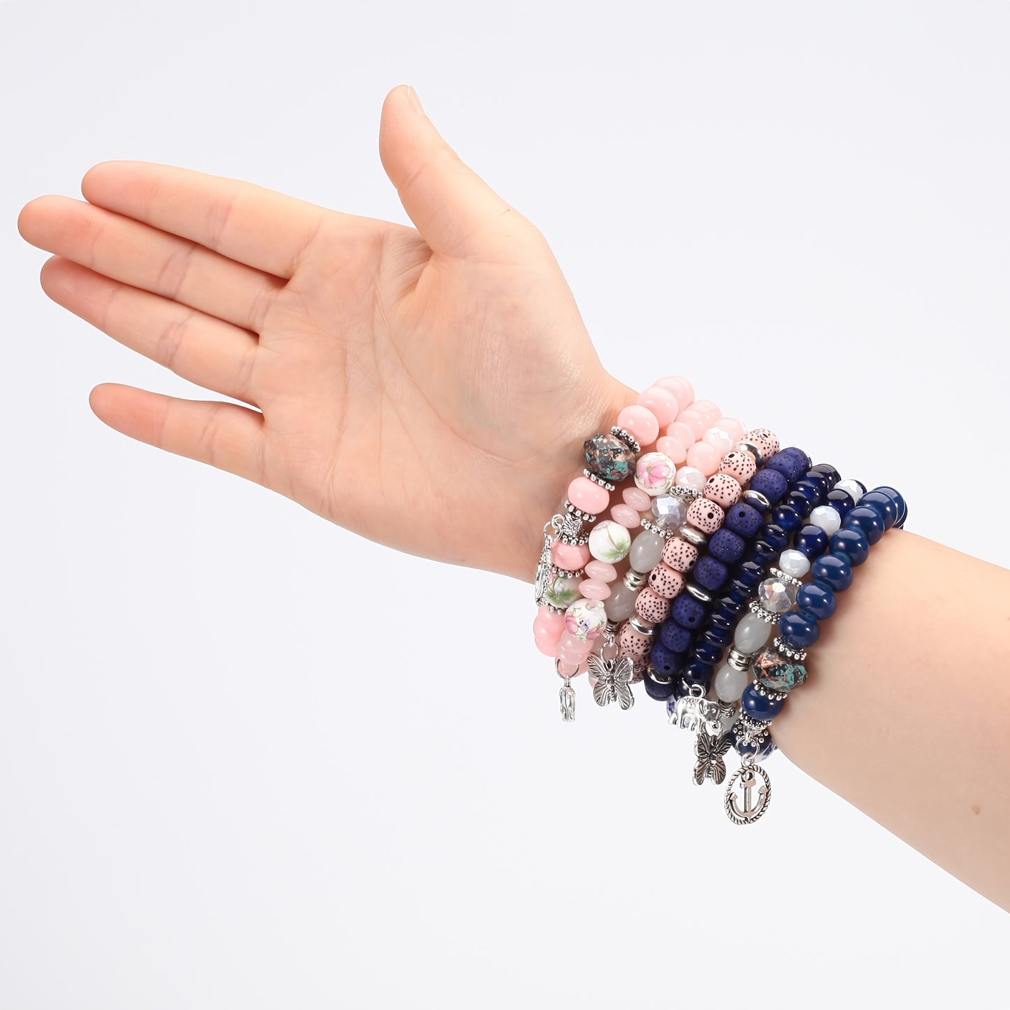 Bohemian Bracelets Set for Women Stackable Stretch Multilayer Beads Bracelet