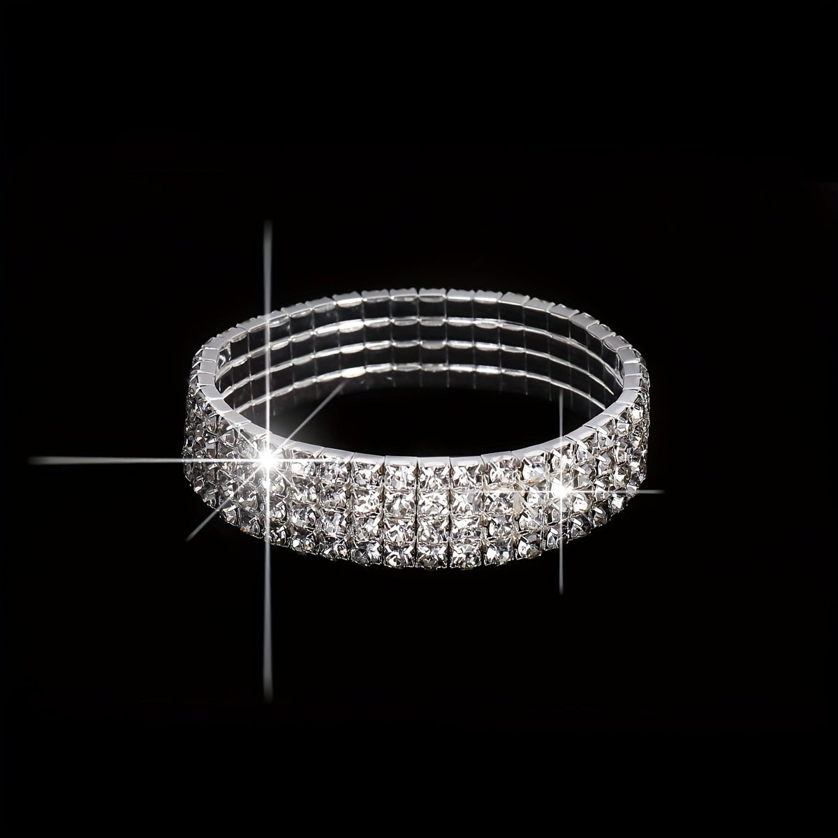 NecklaceDRW'S170164pcs Set Of New Fashionable Ladies' Dinner Bag, Shiny Rhinestone Striped Handbag, Wedding Bridesmaid Bag, Evening Bag, Dress Bag, Shoulder Bag, Wedding Season Sparkling Water Brick Necklace, Earrings And Bracelet