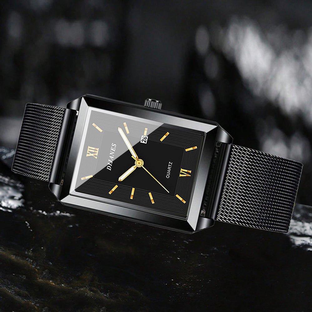 mens jewelryDRW'S2496565394pcs/Set Fashion Men'S Quartz Watch & Necklace Bracelet Set | Men'S Necklaces Ring, Men'S Bracelets Business Watch | Elegant Watch For Men, Zinc Alloy Case, Stainless Steel Strap, Non - Rechargeable Button Battery