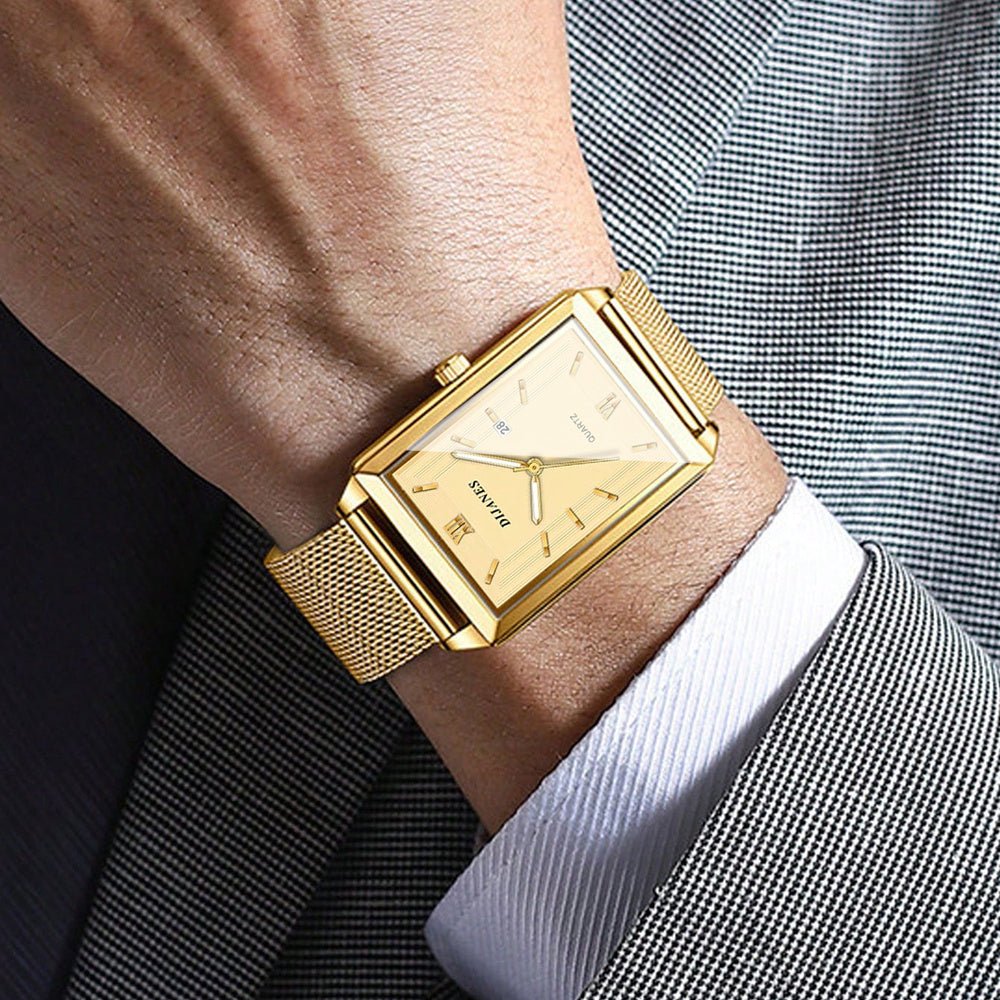 mens jewelryDRW'S2496565394pcs/Set Fashion Men'S Quartz Watch & Necklace Bracelet Set | Men'S Necklaces Ring, Men'S Bracelets Business Watch | Elegant Watch For Men, Zinc Alloy Case, Stainless Steel Strap, Non - Rechargeable Button Battery