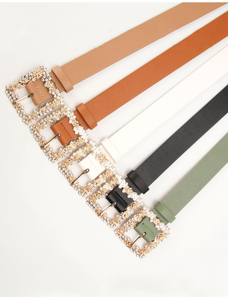 2023 Women'S Fashion Accessory, Elegant Alloy Rhinestone Pin Buckle Belt, Versatile Dress Decorative Accessory, Casual & Sporty Style, Hand Washable - Ideal for Weekend and Festive Occasions, Weekend Casual Wear|Elegant Acces