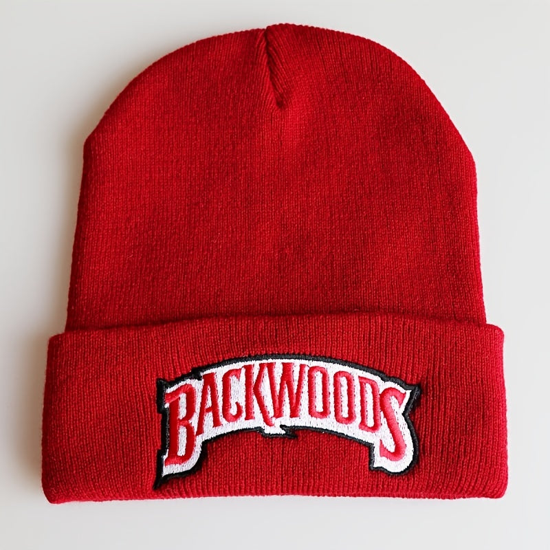 1pc "BACKWOODS" Knitted Hat Thermal Cap For Men - Warm & Cozy - Wool Blend - Perfect for Winter & Outdoor Activities - Ideal Gift for Him