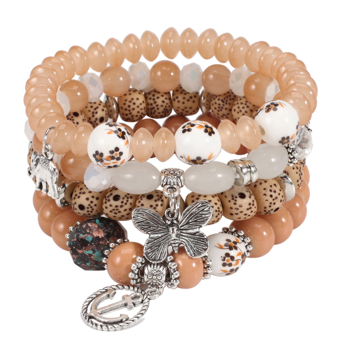 Bohemian Bracelets Set for Women Stackable Stretch Multilayer Beads Bracelet