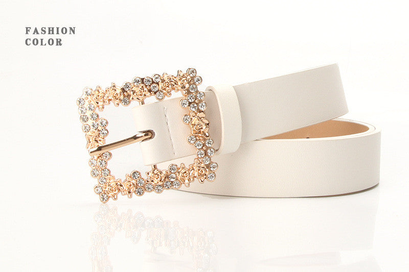 2023 Women'S Fashion Accessory, Elegant Alloy Rhinestone Pin Buckle Belt, Versatile Dress Decorative Accessory, Casual & Sporty Style, Hand Washable - Ideal for Weekend and Festive Occasions, Weekend Casual Wear|Elegant Acces