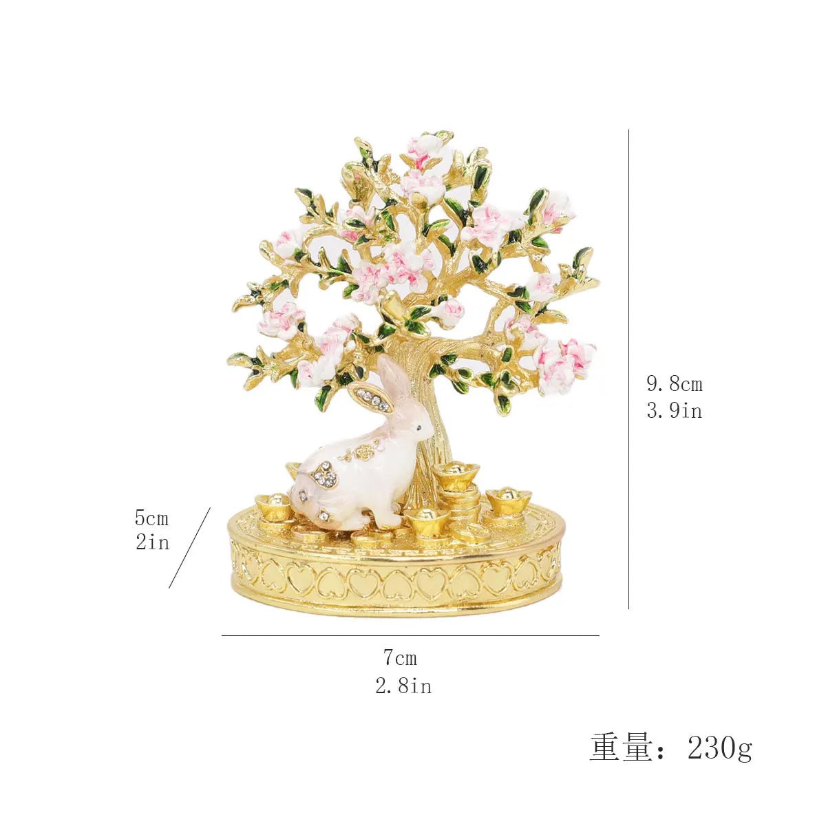 DRW'S14:1052yaoqianshuCherry Blossom Tree Crystal Hinged Jewelry Box Little White Rabbit Necklace Earrings Nail Ring Box