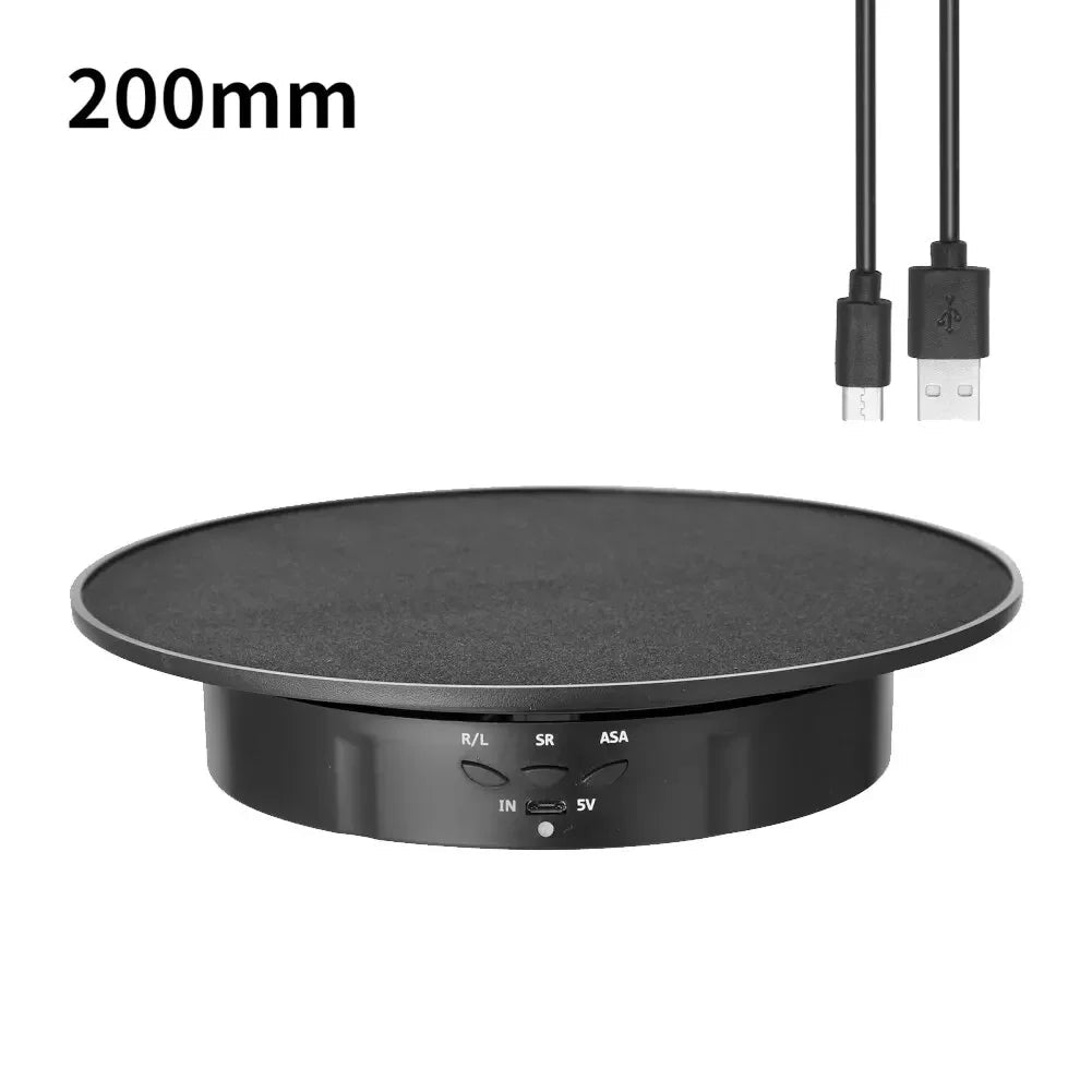 DRW'S14:20000489120cmblackElectric 360 Degree Rotating Display Stand 3Speed Mirror Turntable Jewelry Stand Battery/USB Power Supply,Photography Shooting