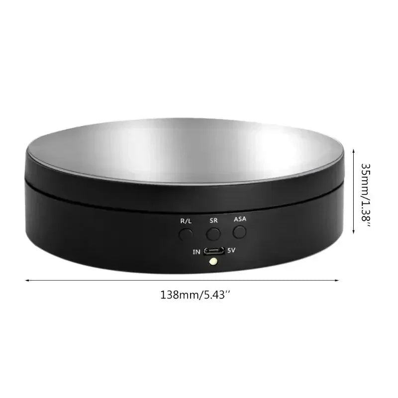 DRW'S14:200004890Electric 360 Degree Rotating Display Stand 3Speed Mirror Turntable Jewelry Stand Battery/USB Power Supply,Photography Shooting