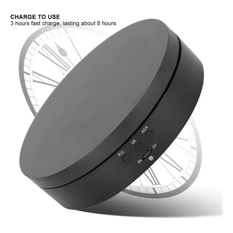 DRW'S14:193Electric 360 Degree Rotating Display Stand 3Speed Mirror Turntable Jewelry Stand Battery/USB Power Supply,Photography Shooting