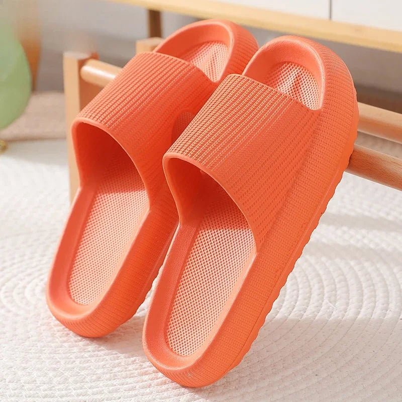 DRW'S14:350852Orange;200000124:46134930EVA Thick Sole 4cm Beach Slippers Cloud - Like Comfort Home Use Couple Height Increasing Indoor Solid Color Summer Sandals