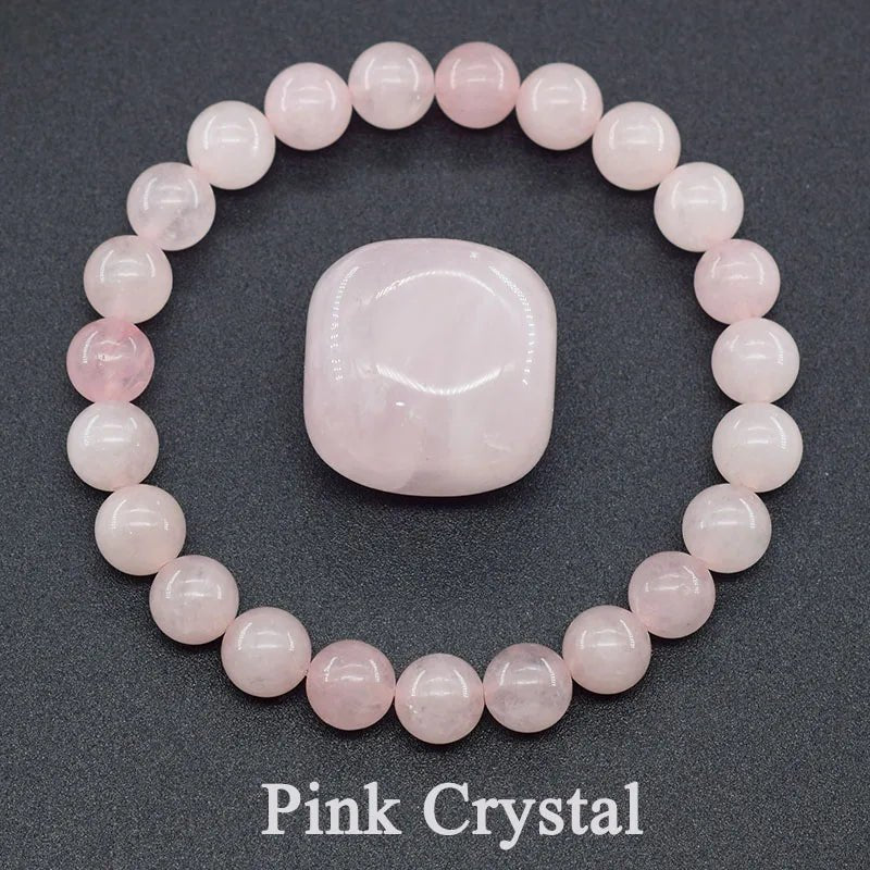 DRW'S200000639:143719cm(7.48inch);200000783:296mm Beads;200001034:20002555135 Pink CrystalFluorite Bracelet with Natural Stones 6 8 10mm Beads Charm Jewelry for Women Amethyst Crystal Agates Beads Energy Healing Bangle
