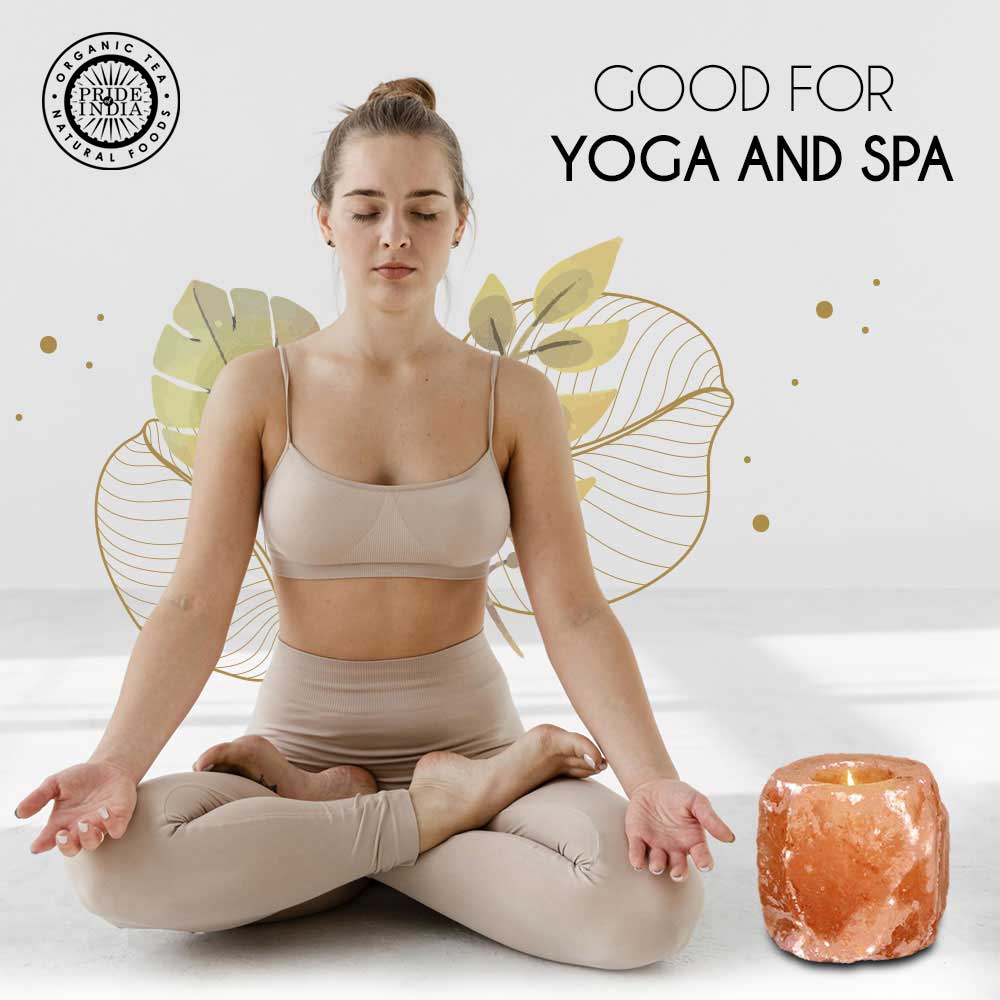 DRW'SDC-2135911Himalayan Pink Salt Tea Light Holder by Pride of India – Salt Candle Holder – Room Décor Item – Great for Creating an Ambiance – Ideal for Home & Spa Uses – Natural Shape