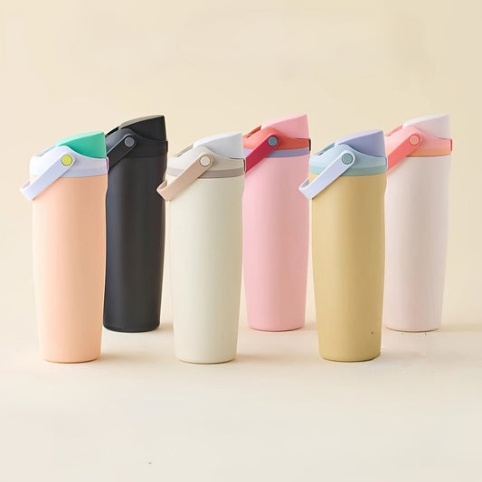 sport bottleDRW'S3002Owalaa 30oz Stainless Steel Water Bottle with Dual Straws - Thermal Insulated for Hot & Cold, Emergency Prep Essential, Blizzard - Ready Cup