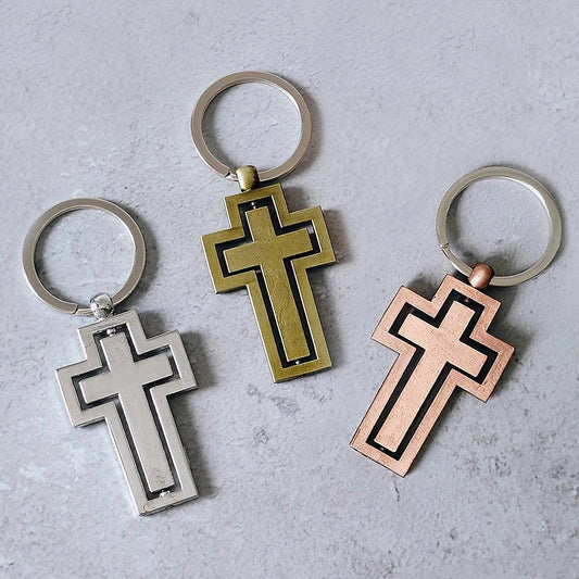 DRW'S14:691EVintage Gothic Cross Keychain Metal Christian Pendant Keyring Women Men Car Key Chains Bag Accessories Jewelry Gifts Keyrings